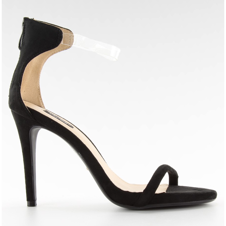 Sandály na vysokém podpatku s průhledným páskem 5075 Black černá Sandály na vysokém podpatku s průhledným páskem 5075 Black černá