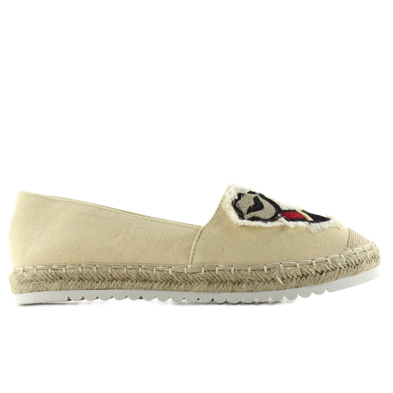 Espadrilky s nášivkami na rty F169-28 Béžová béžový