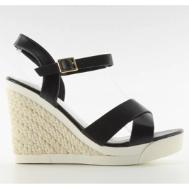 Klínové sandály sportovní podešev černá černý