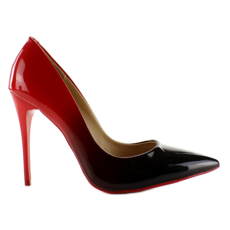 Stínované ombre podpatky LT76 Black / Red červené