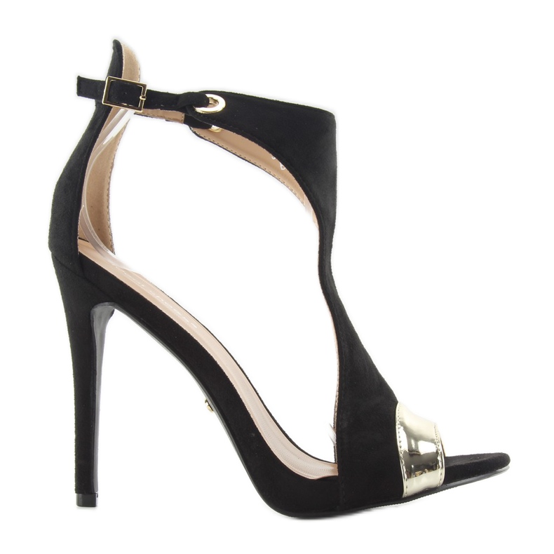 Jedinečné sandály na vysokém podpatku jz-6319 black černá