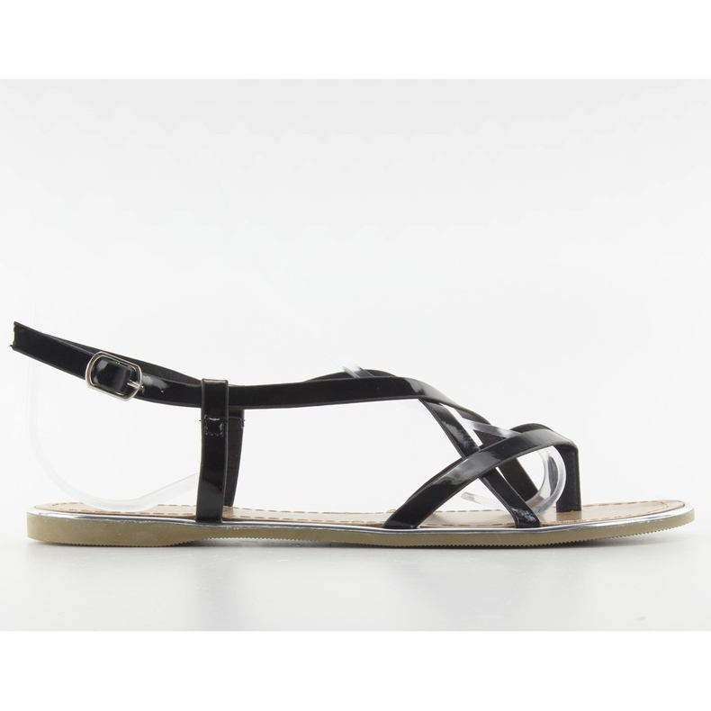 Sandály se stříbrným lemováním h161 černé černá