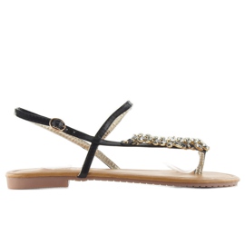 Elegantní sandály s černými kameny jh33 černá Elegantní sandály s černými kameny jh33 černá