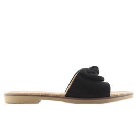 Dámské pantofle s mašlí S52 černé černý