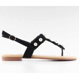 Žabky s perličkami D-6541 Černá černý