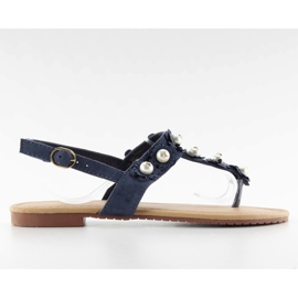 Flip-flop sandály s perlami D-6541 námořnictvo námořnická modř
