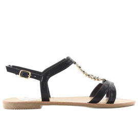 Sandály s ozdobnými černými kamínky