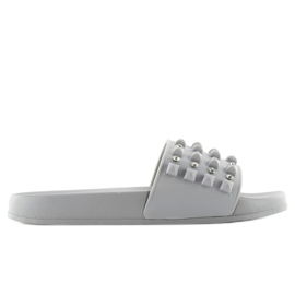 Pantofle s gumovým páskem ts168-8 šedé šedá