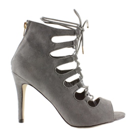 Šněrovací sandály na vysokém podpatku Qq01P šedá