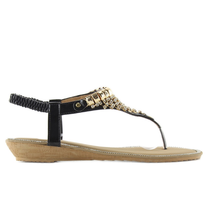 Sandály bohatě zdobené 2017-32 černé černá