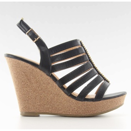 Klínové sandály FA77 Černá černý