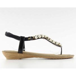 Sandály s perlami 2017-25 Černá