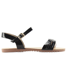 Sandály s lesklými proužky H8-72 černý