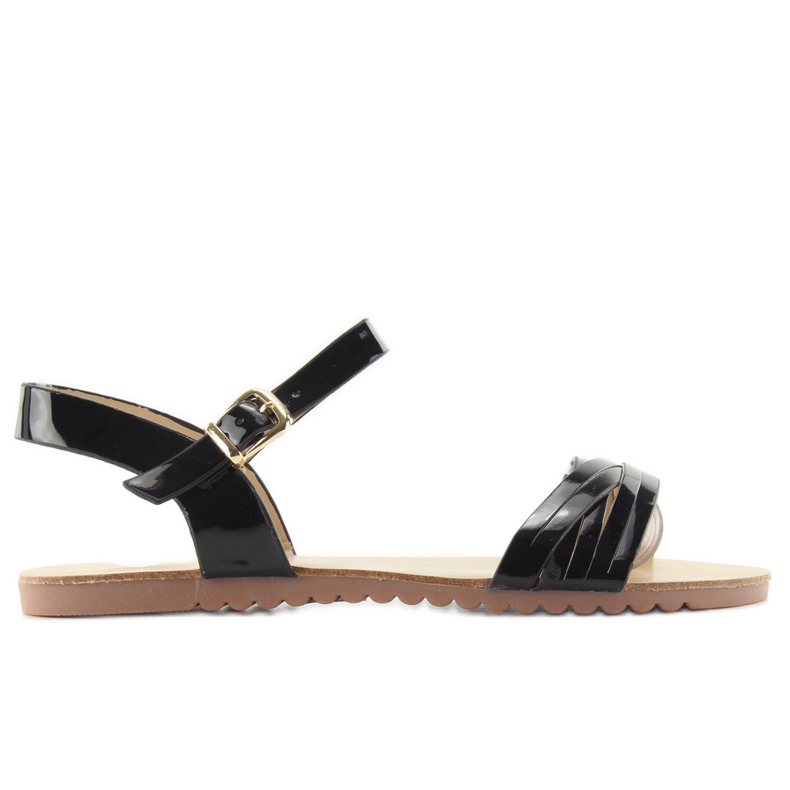 Sandály s lesklými proužky H8-72 černá