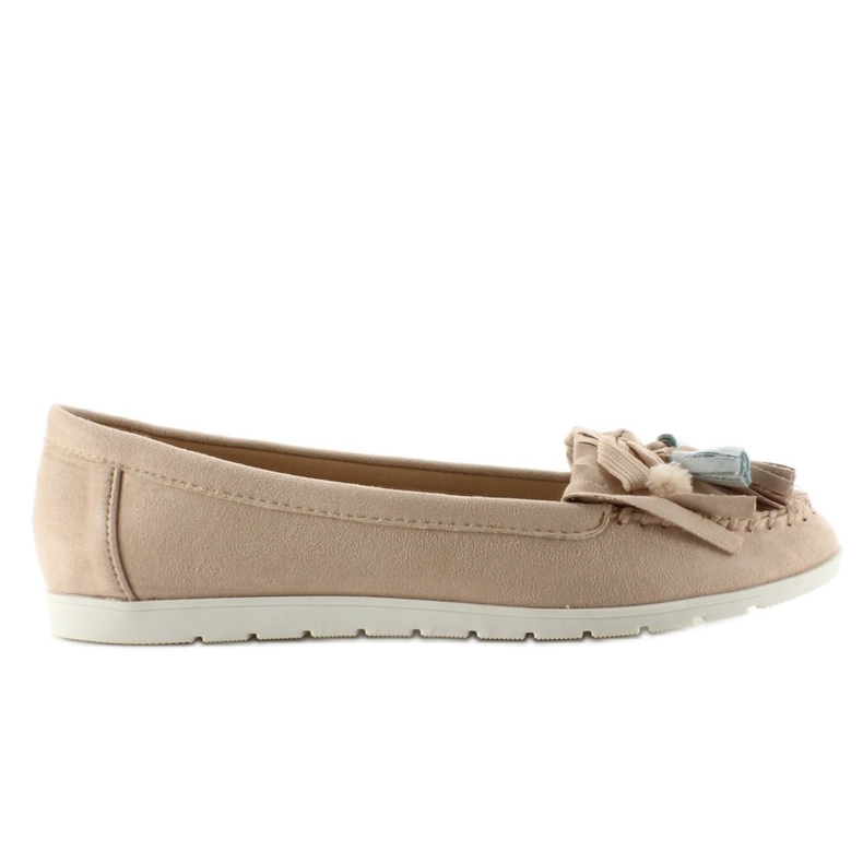 Semišové mokasíny s třásněmi 7122 Pink hnědý