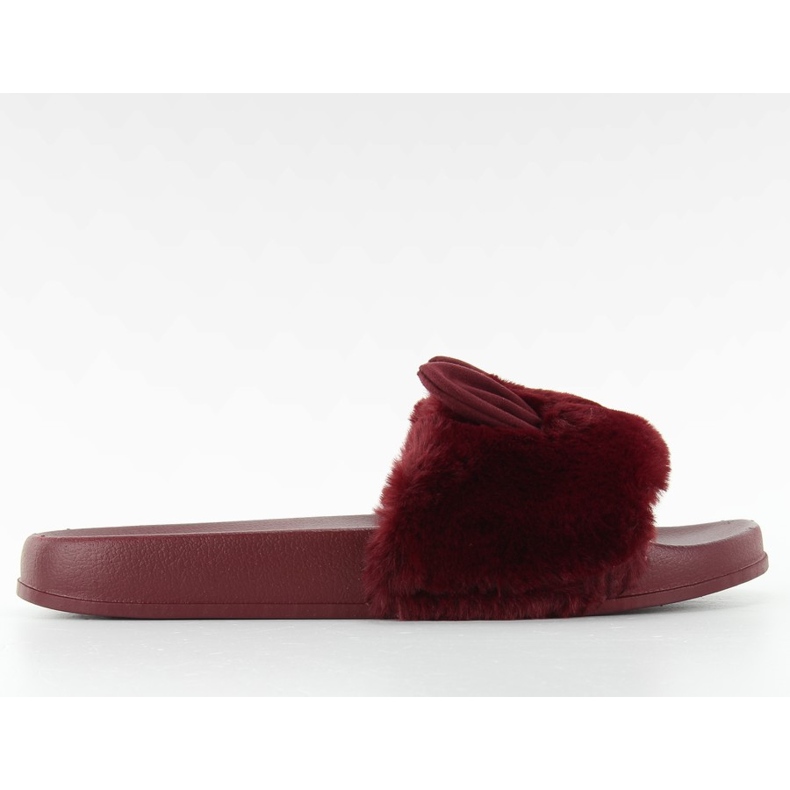 Kožešinové pantofle s ušima dd67p Víno červené