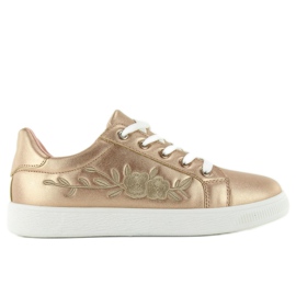 Měděné tenisky s výšivkou 6732-y Rose Gold měď žluť