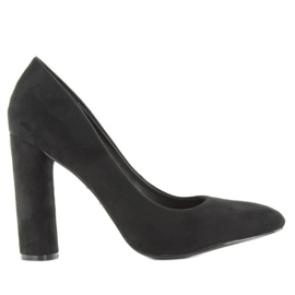 Lodičky na oválném sloupku le027p Black černá Lodičky na oválném sloupku le027p Black černá