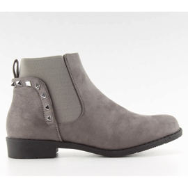 Suede boty s šedými čepy F175 šedá