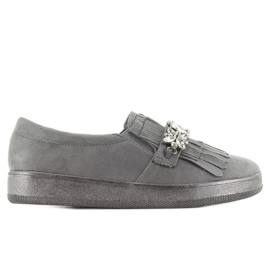 Slipy na perlové podrážce t277p Grey šedá