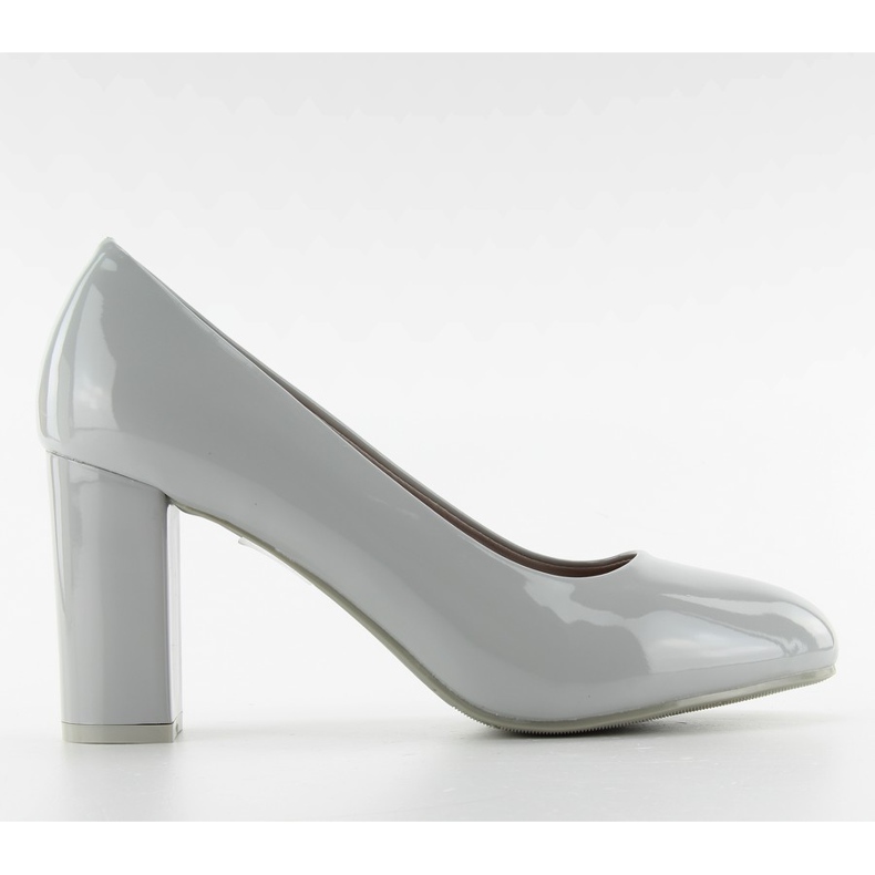 Lakovaná čerpadla s širokým podpatkem m263p Šedá