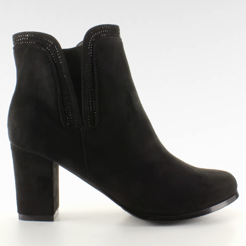 Černé semišové boty na podpatku AL-1 černá