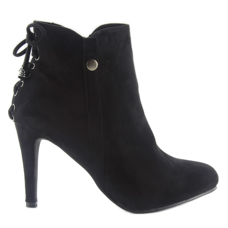 Kozačky na jehlovém podpatku semišové 66-97 černé černá Kozačky na jehlovém podpatku semišové 66-97 černé černá