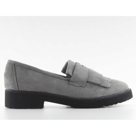 Dámské mokasíny vysoká podešev F173p šedá