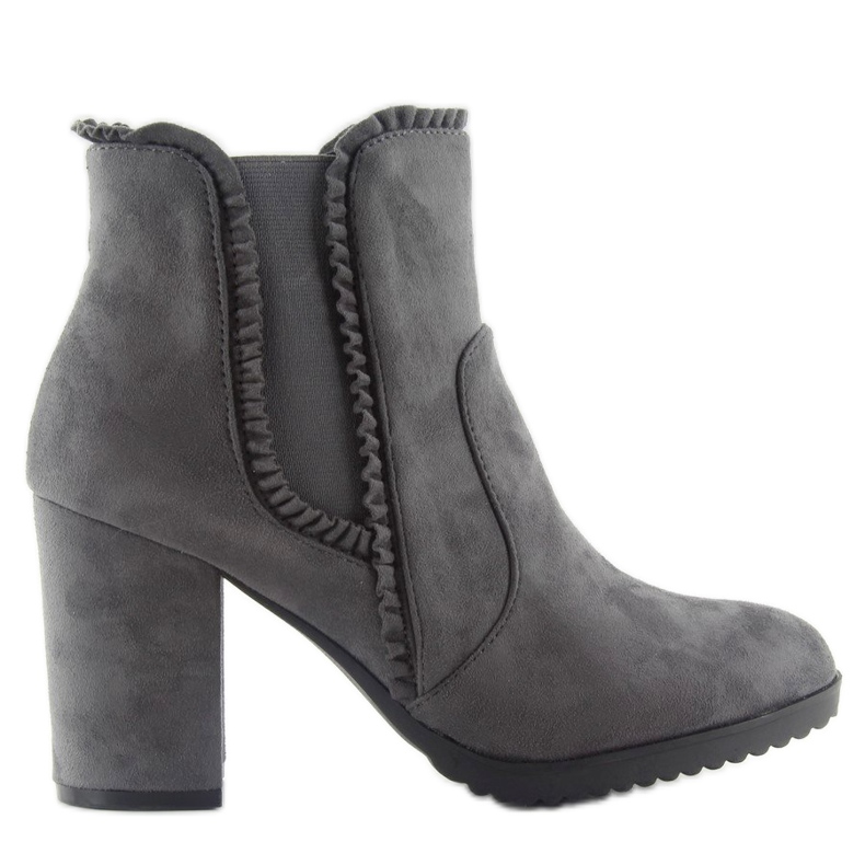 Boty na vysokém podpatku s volánem m269p Šedá