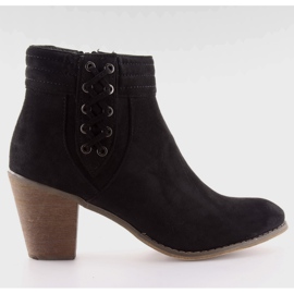 Semišové kozačky na vysokém podpatku 99-266 černé černá