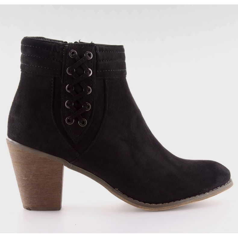 Semišové kozačky na vysokém podpatku 99-266 černé černá Semišové kozačky na vysokém podpatku 99-266 černé černá