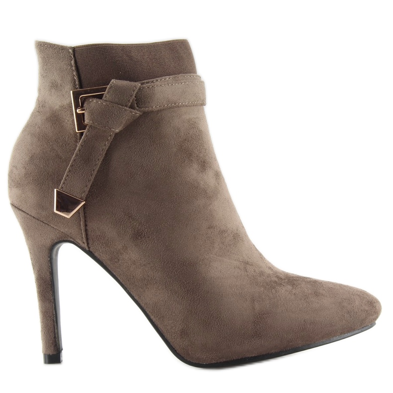 Boty Na Hnědém Vysokém Podpatku F74 hnědý