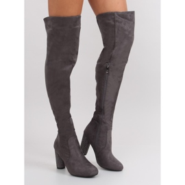 Šedé Boty na vysokém podpatku na stehnech Šedá