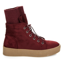 Ideal Shoes Maroon Creepers boty červený