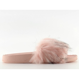 Růžové pantofle s kožíškem zy383-007-1 růžové růžový