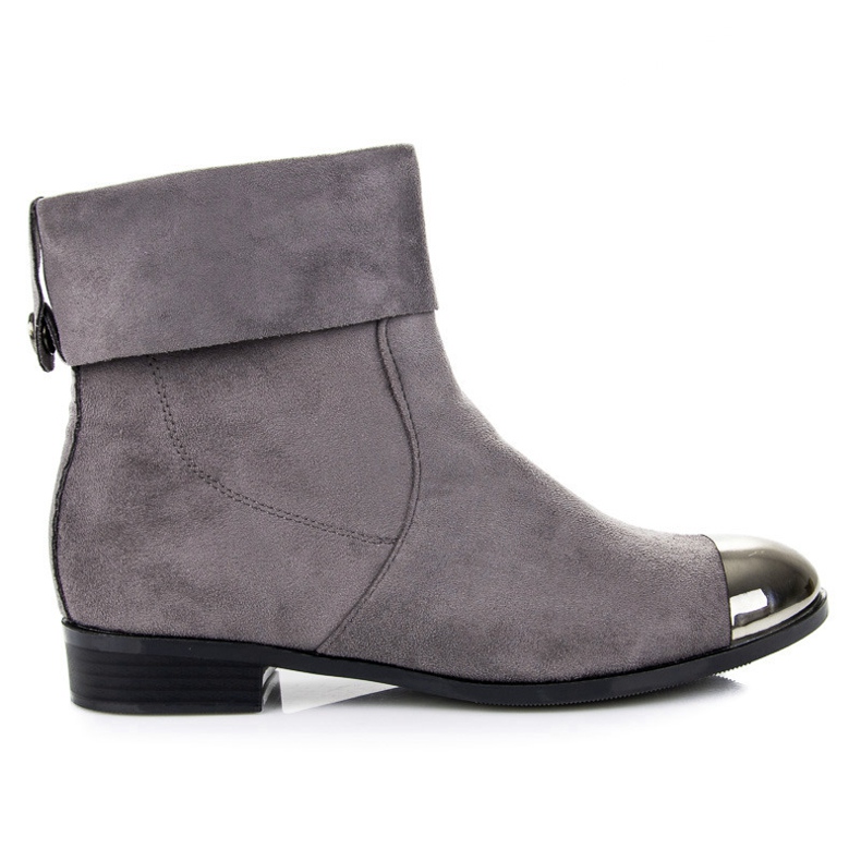 Ideal Shoes Semišové kotníkové boty na zip šedá