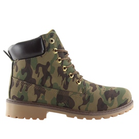 Dřevěné holínky jednobarevné v kamufláži BL83 Army Green hnědý zelený
