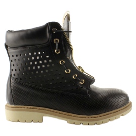 Prolamované balmanasy, zlatý zip, černé R103 Black černý