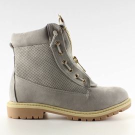 Šedé semišové balmanské bundy 2051 Šedá