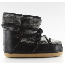 Sněhové boty měsíc s kožešinou černá černá černý