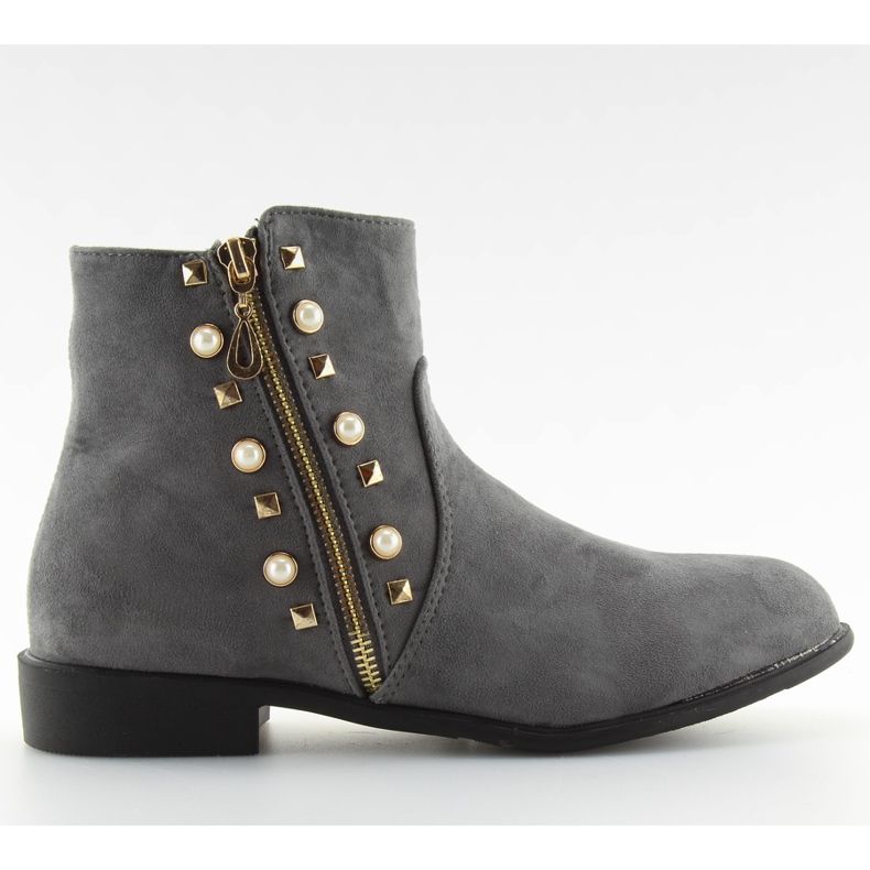 Kozačky s šedými perličkami 30708 šedá Kozačky s šedými perličkami 30708 šedá