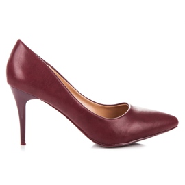 Ideal Shoes Kaštanové vysoké podpatky červený