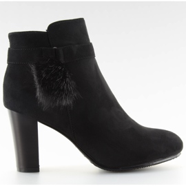 Černé boty s pompom černou H192 černé černý