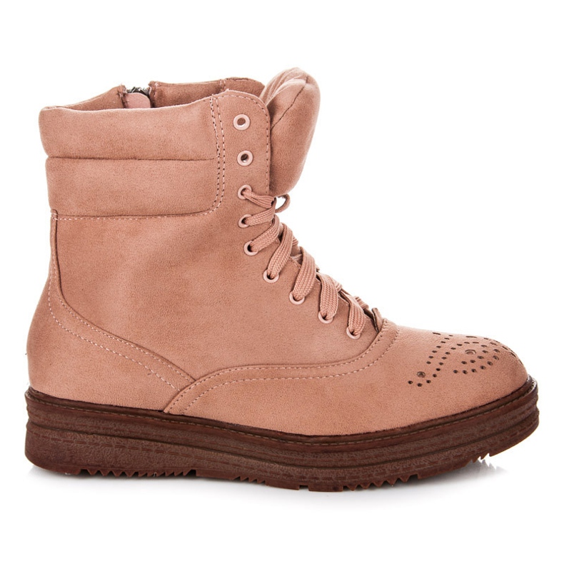 Vices Šněrovací boty na platformě růžový