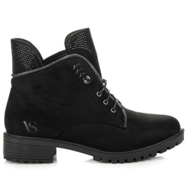 Vices Stylové kozačky na šněrování černý