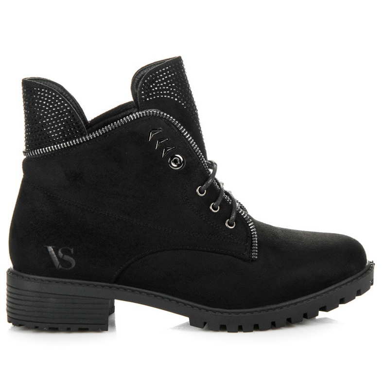 Vices Stylové kozačky na šněrování černá