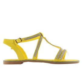 Sandály zdobené kubickými zirkony YH-2H017 žluté žlutá Sandály zdobené kubickými zirkony YH-2H017 žluté žlutá