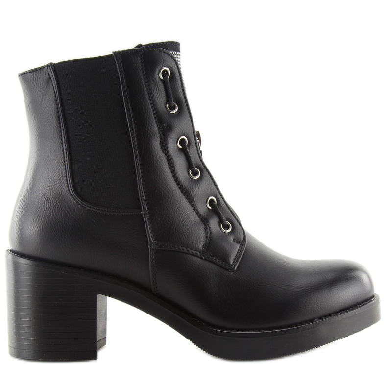 Černé kozačky na podpatku 2890 black černá Černé kozačky na podpatku 2890 black černá
