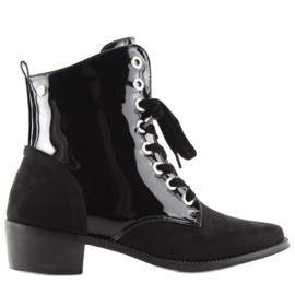 Šněrované boty Lakované Black Black černá