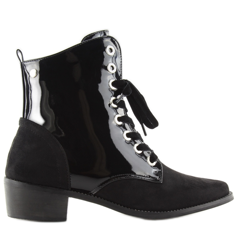 Šněrované boty Lakované Black Black černá